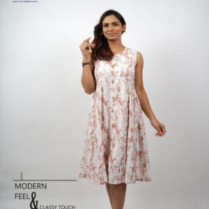 Women's Orange and White Floral Dress