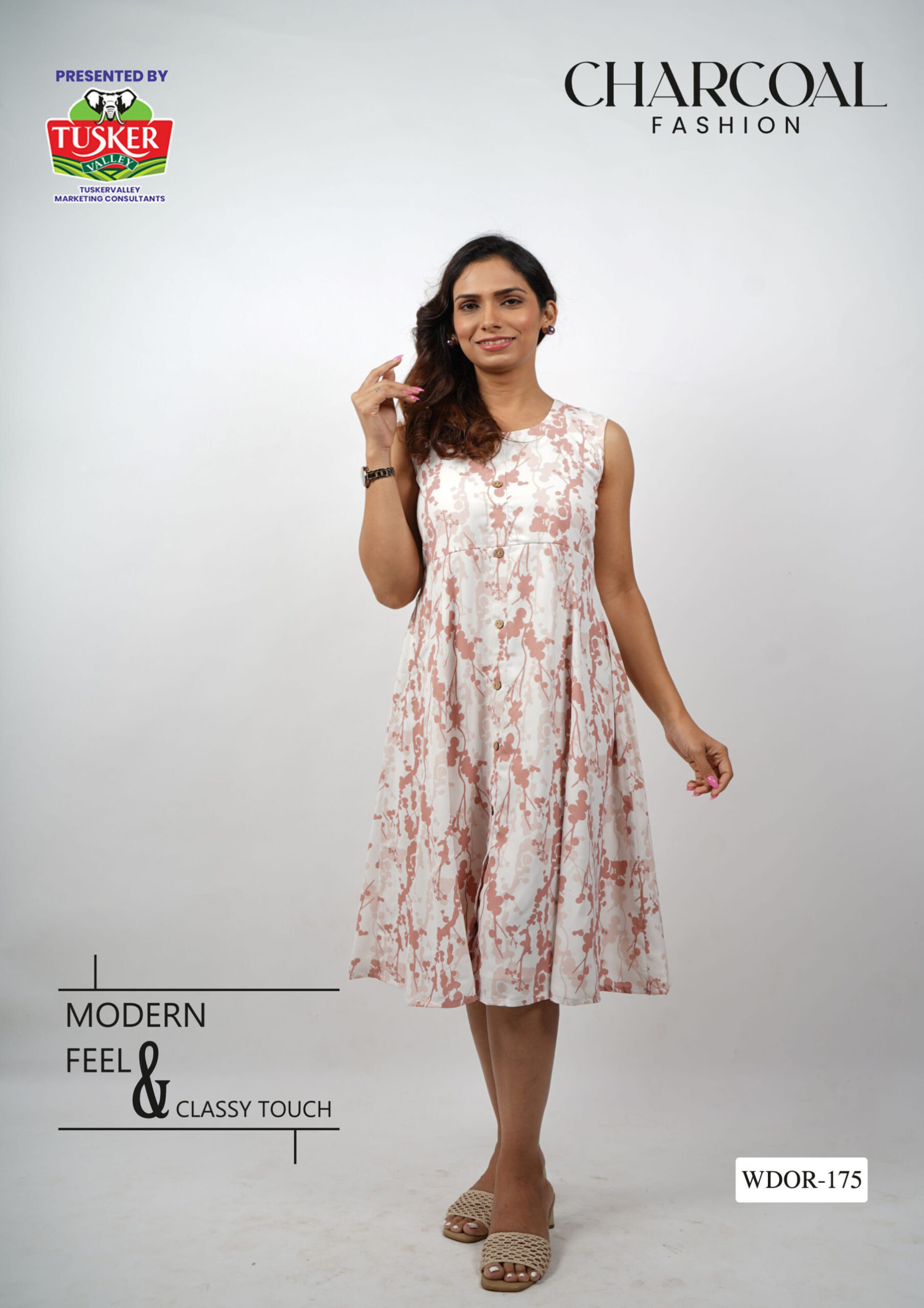 Women's Orange and White Floral Dress