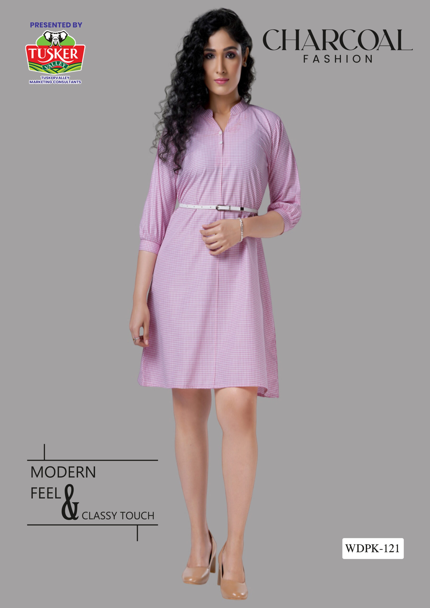 Pink Gingham A-Line Dress