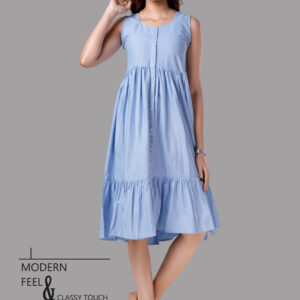 Light Blue Tiered Sleeveless Midi Dress