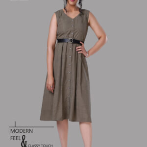 Earthy Brown Sleeveless Button Down Dress
