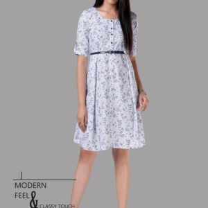 White Floral Print Mini Dress