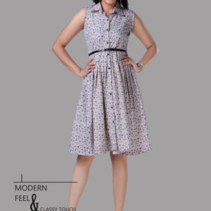 Floral Print Sleeveless Shirt Dress