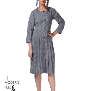 Women’s Checkered Button-Down Midi Dress