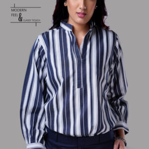 Navy & White Vertical Striped Shirt