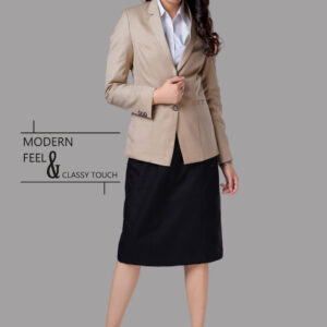 Beige Single-Breasted Formal Blazer