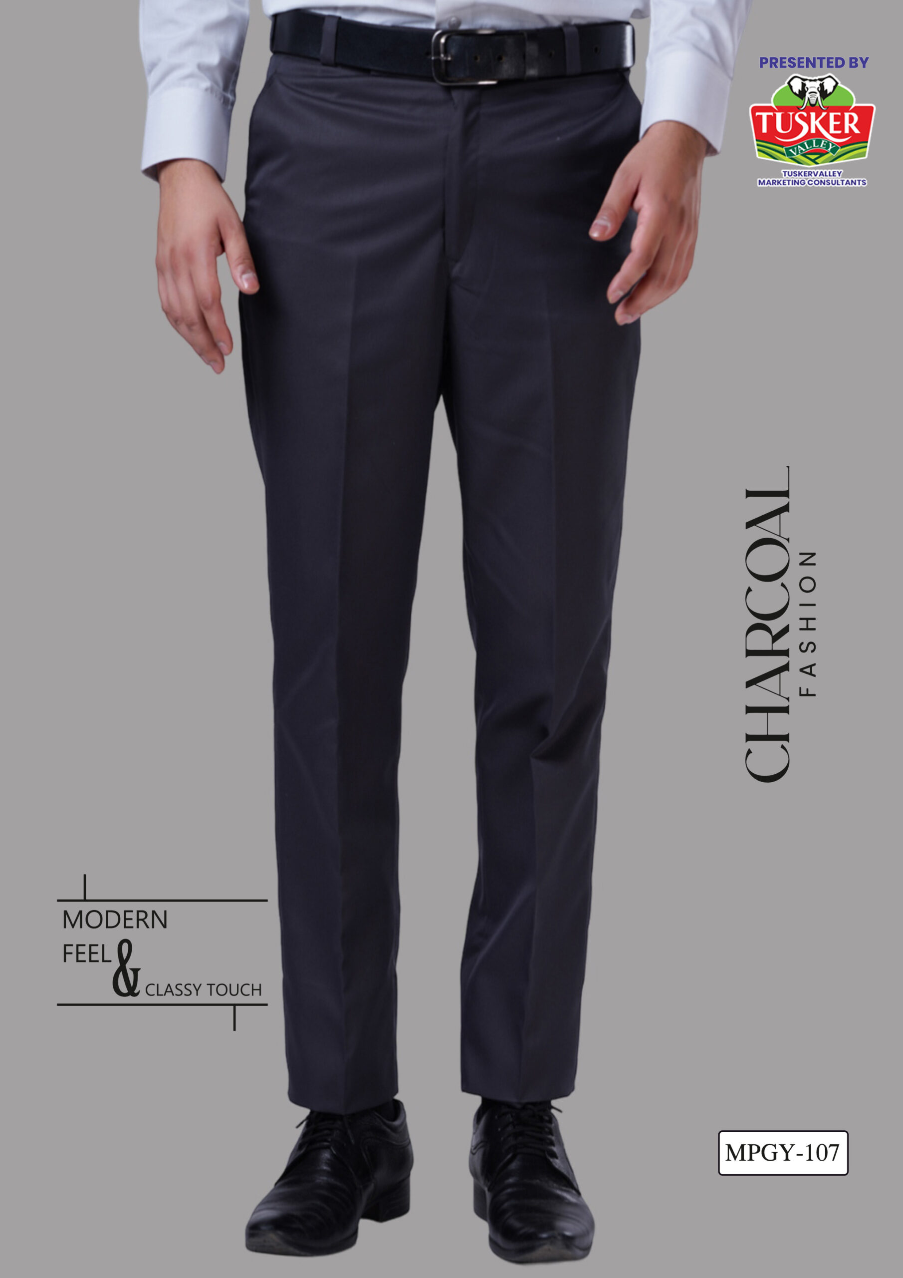 Men's Charcoal Grey Formal Trousers