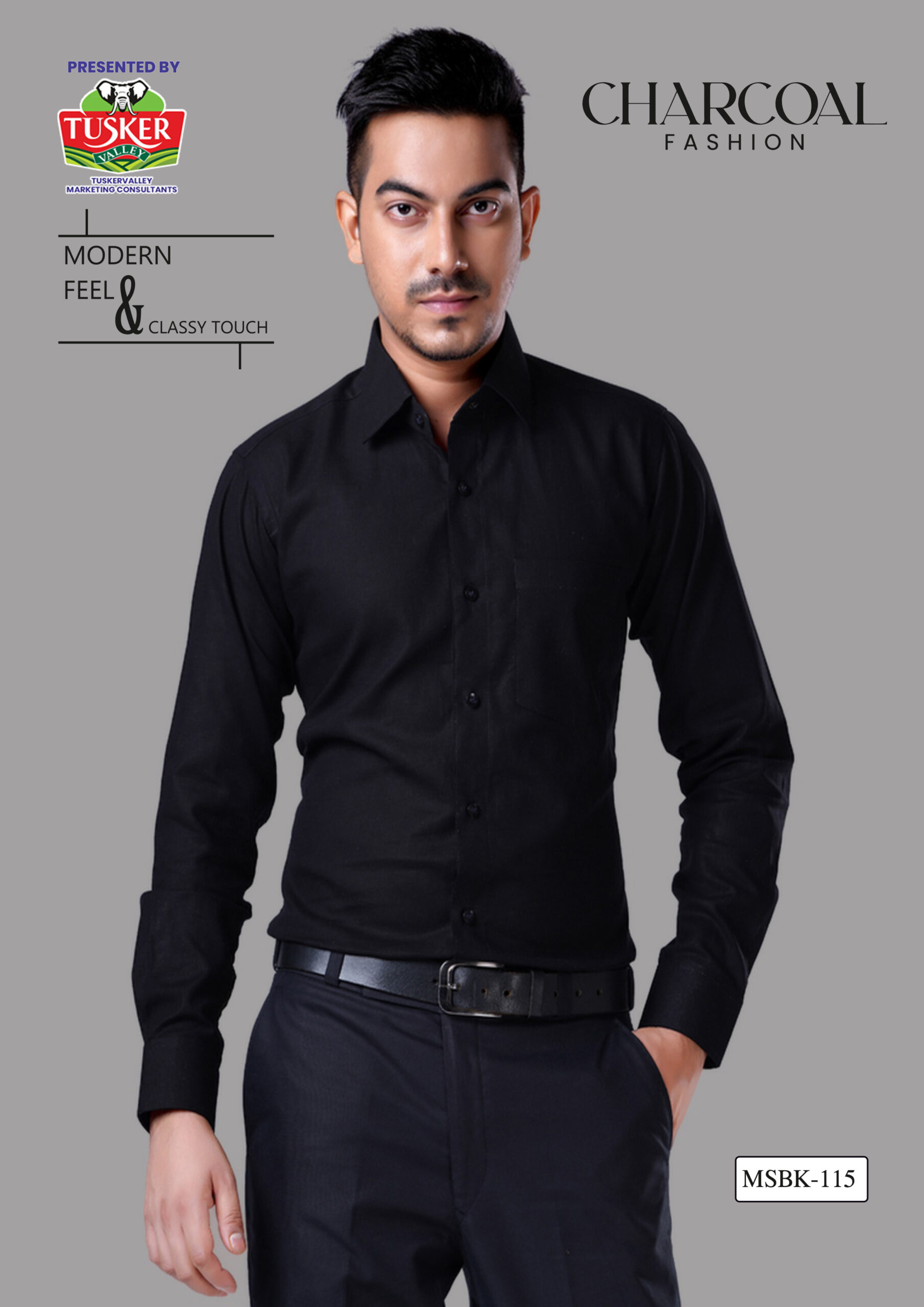Men's Solid Black Formal Shirt