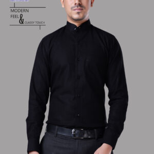 Men's Black Mandarin Collar Shirt