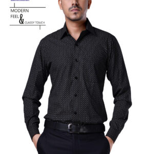 Men's Black Geometric Micro Print Shirt