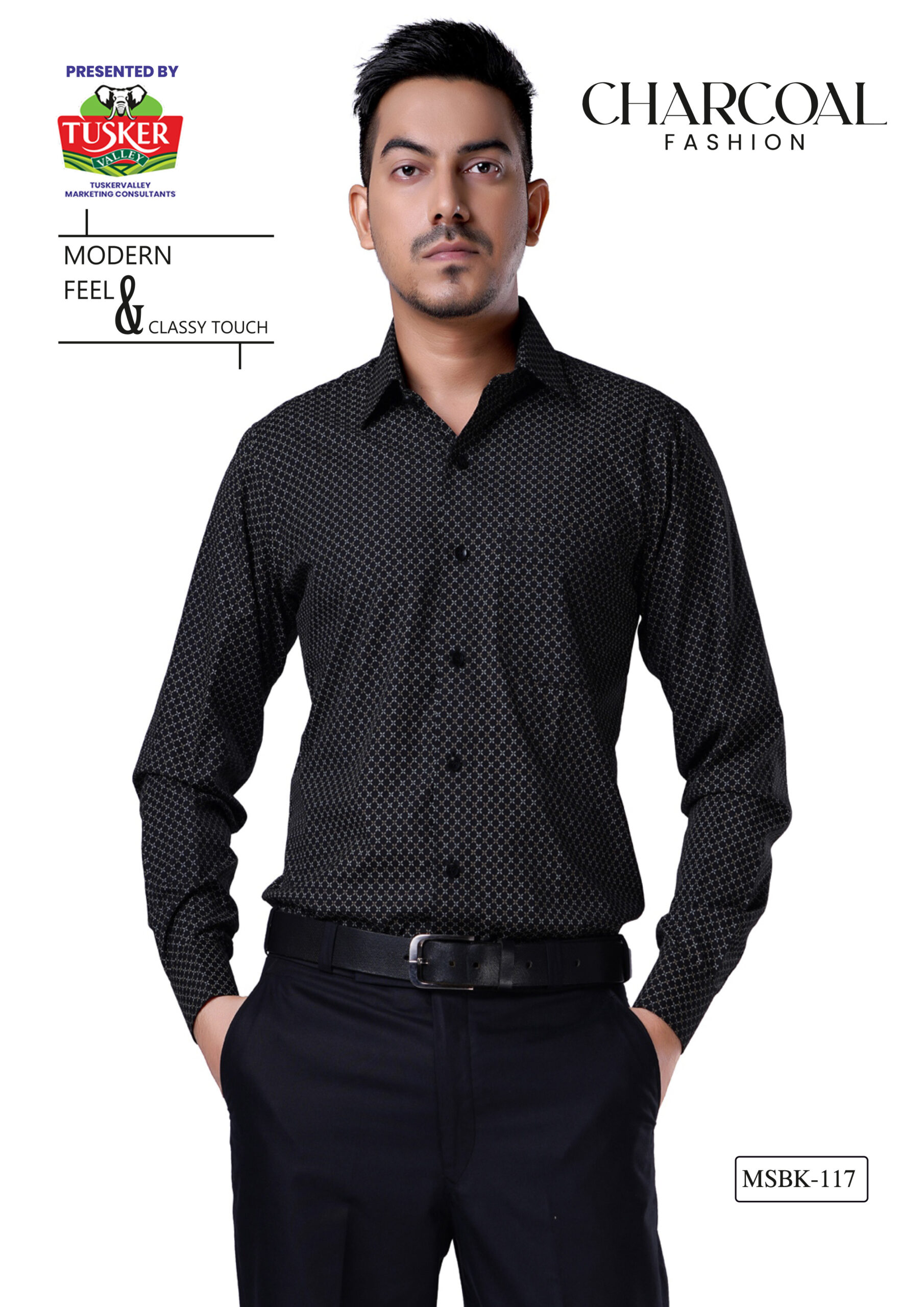 Men's Black Geometric Micro Print Shirt