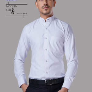 Men's White Mandarin Collar Shirt