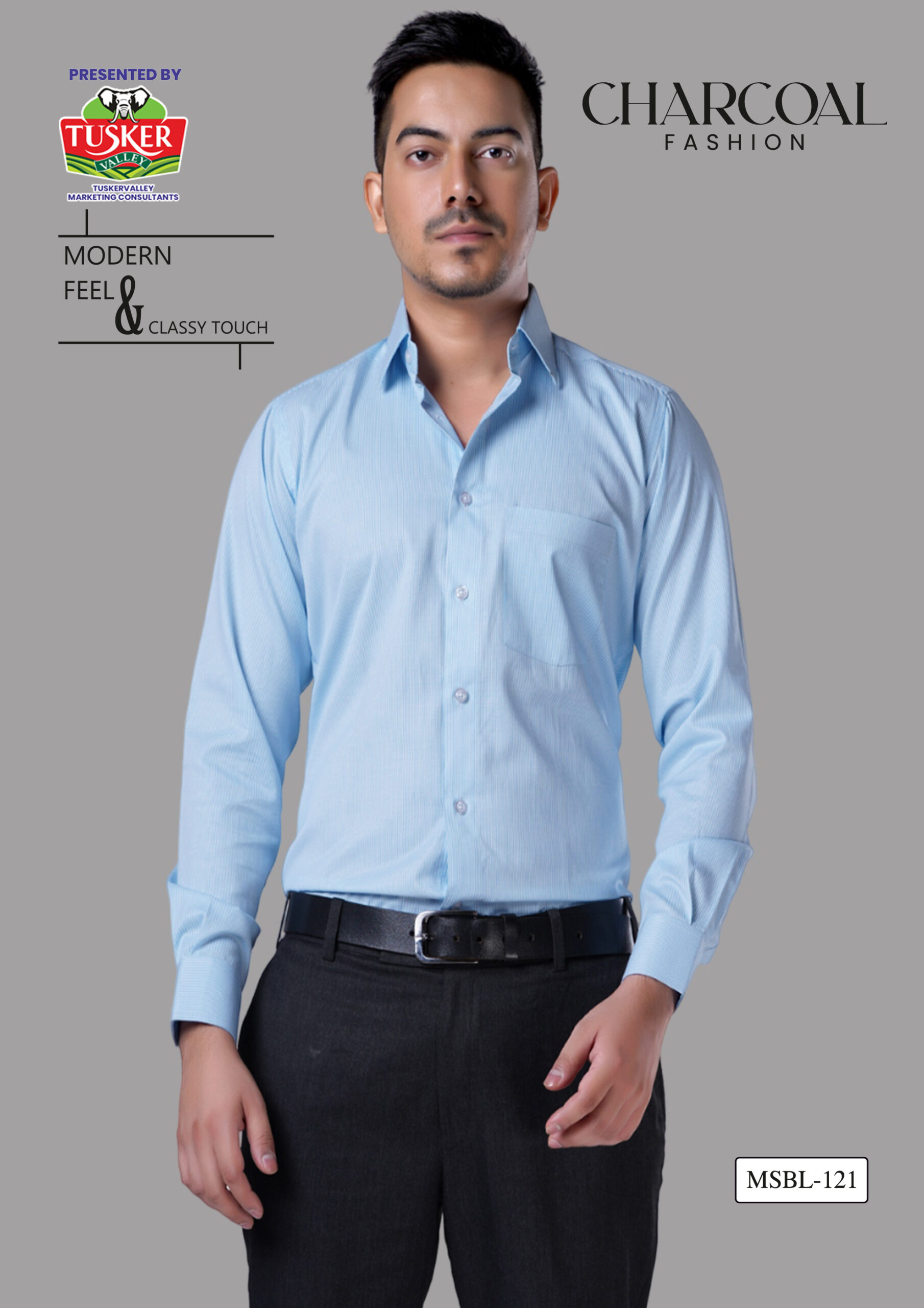 Men's Light Blue Textured Formal Shirt