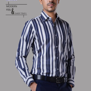Men's Bold Navy & White Striped Shirt