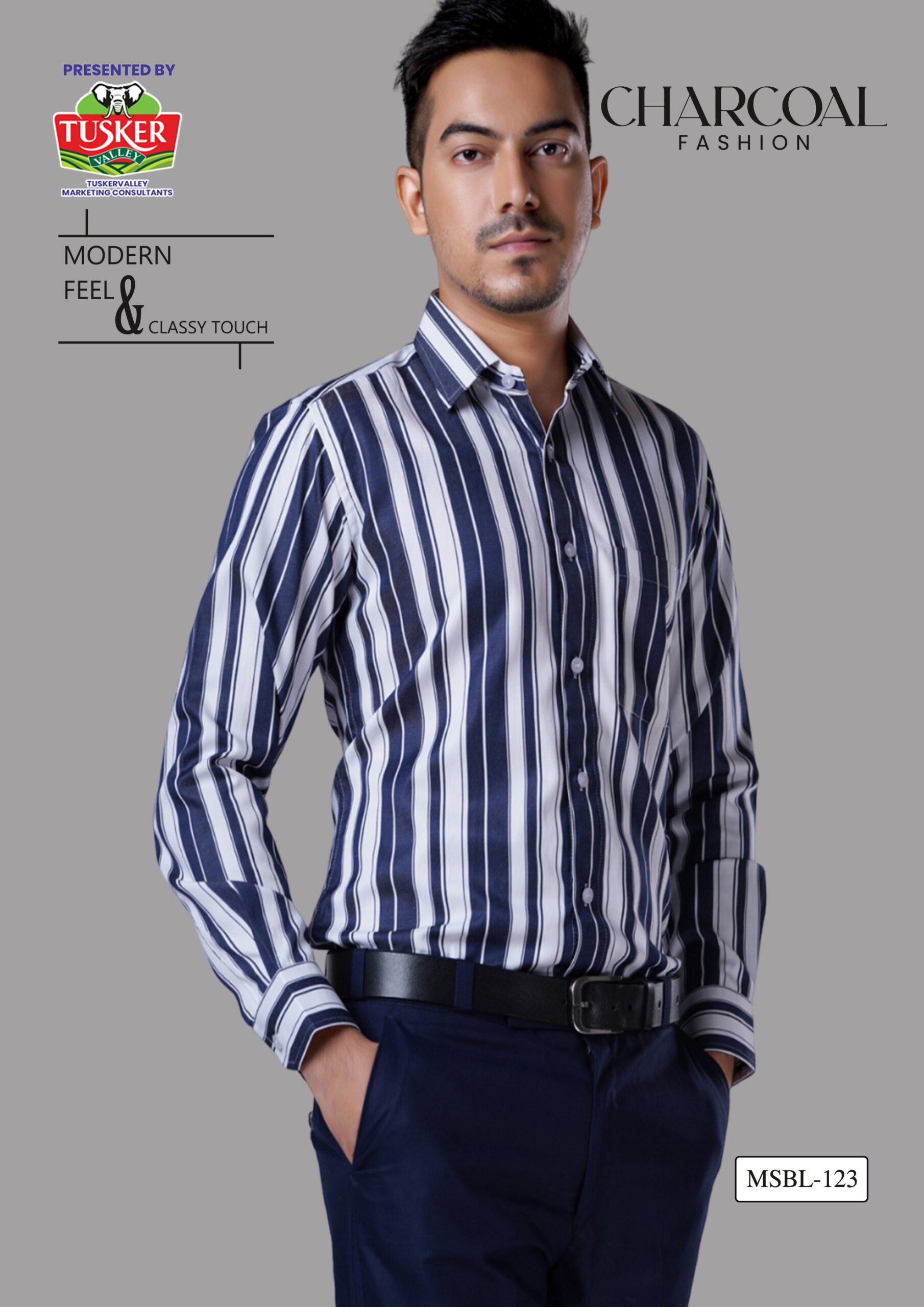Men's Bold Navy & White Striped Shirt