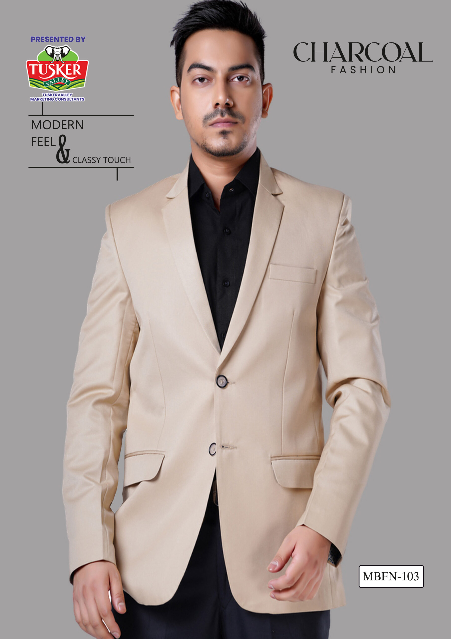 Men's Beige Formal Blazer - Image 2