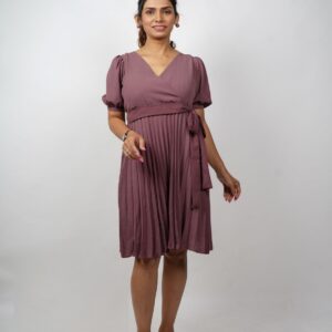 Women's Onion Pink Pleated Wrap Dress