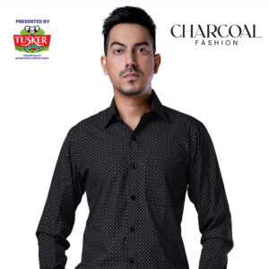 Men's Black Geometric Micro Print Shirt