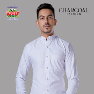 Men's White Mandarin Collar Shirt