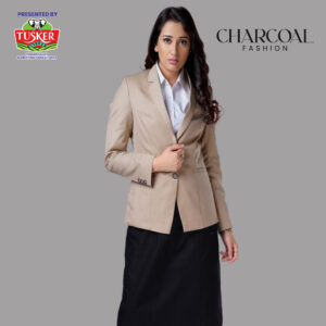 Beige Single-Breasted Formal Blazer