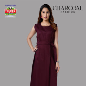 Burgundy Sleeveless Tie-Waist Midi Dress
