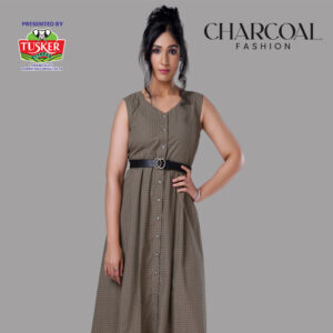 Earthy Brown Sleeveless Button Down Dress