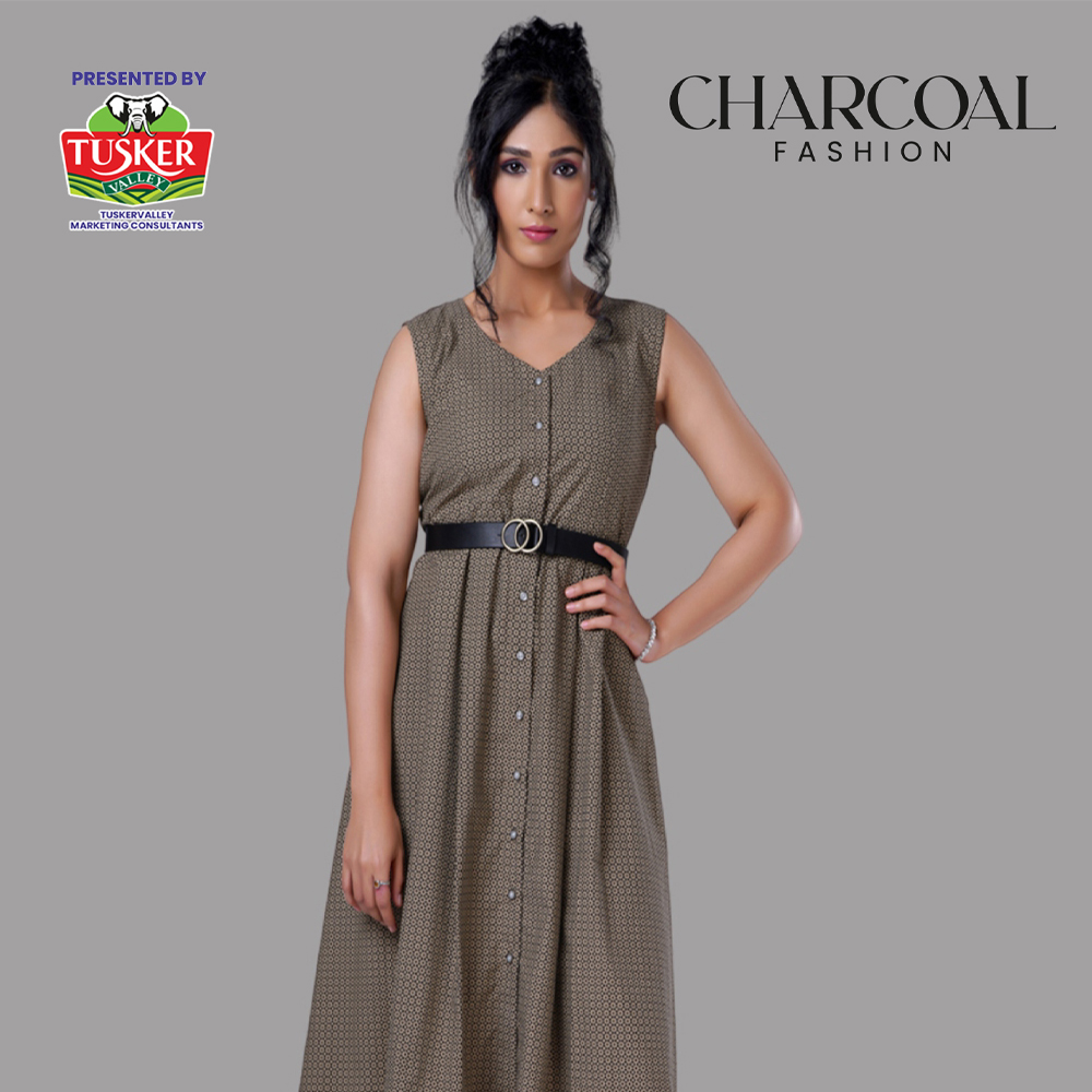 Earthy Brown Sleeveless Button Down Dress