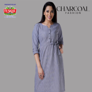 Grey Pinstripe Shirt Dress