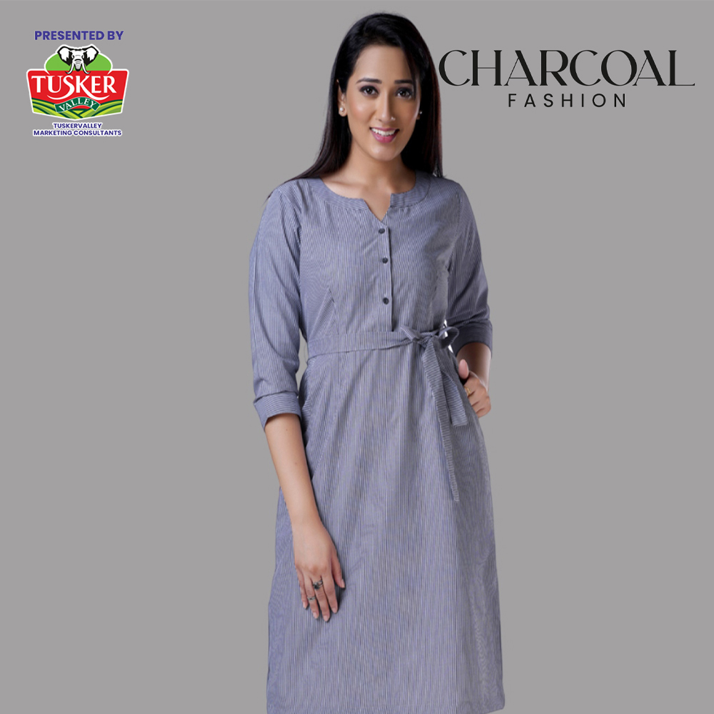 Grey Pinstripe Shirt Dress