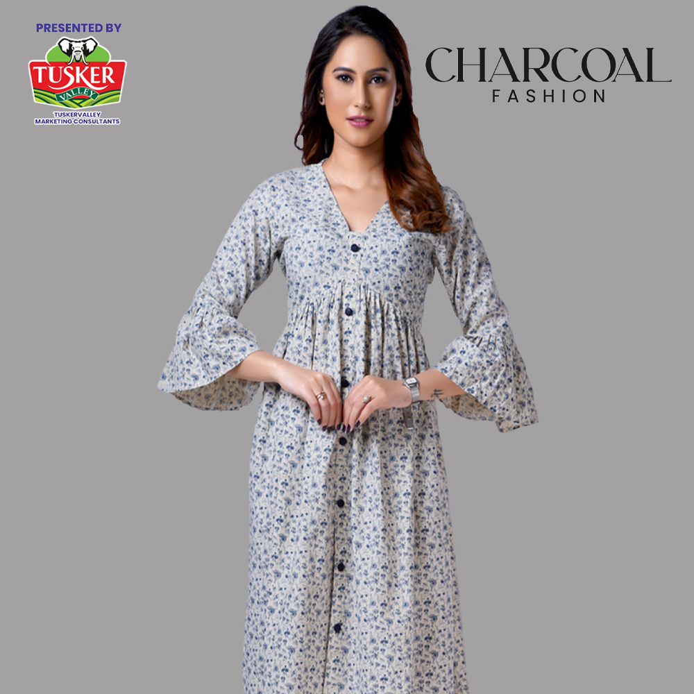 Light Grey Floral Empire Waist Dress