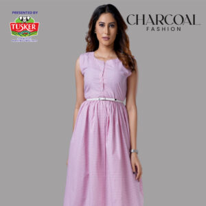 Light Pink Gingham Sleeveless Midi Dress