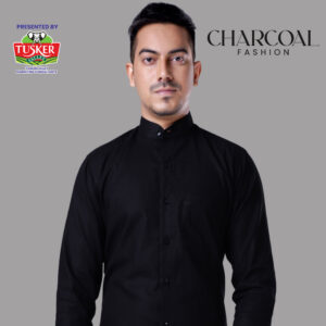 Men's Black Mandarin Collar Shirt