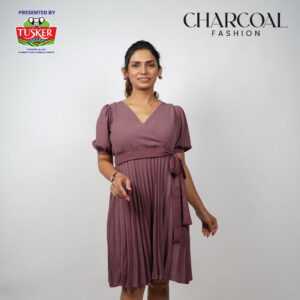 Onion Pink Pleated Wrap Dress