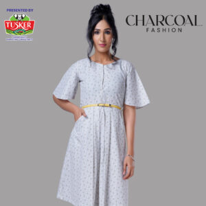 Pale Grey Bell Sleeve Dress with Pockets