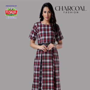 Red and Black Plaid Midi Dress